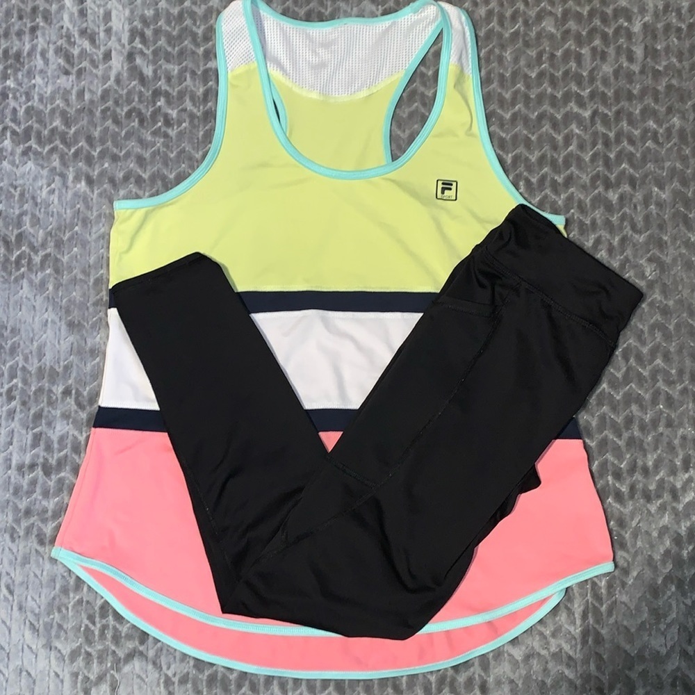 FILA Sport‎ racer back top. Athletic Works leggings with 2 side pockets. XL.